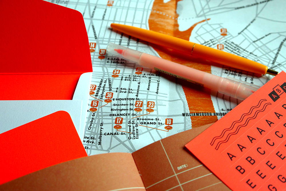 A selection of Orange Stationery - Doughnut map