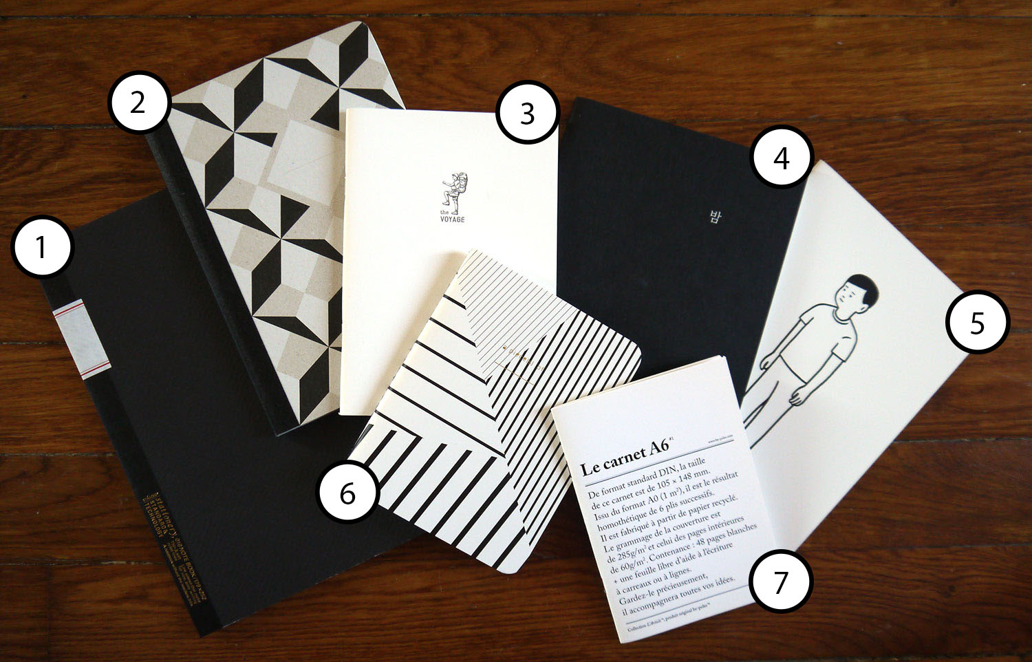 Selection of black and white notebooks